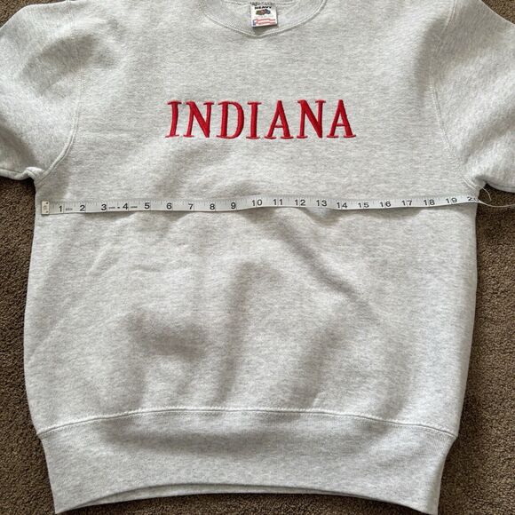 VTG Indiana Crew Neck Sweatshirt Embroidered Red and Gray School - Size Medium - Picture 7 of 8